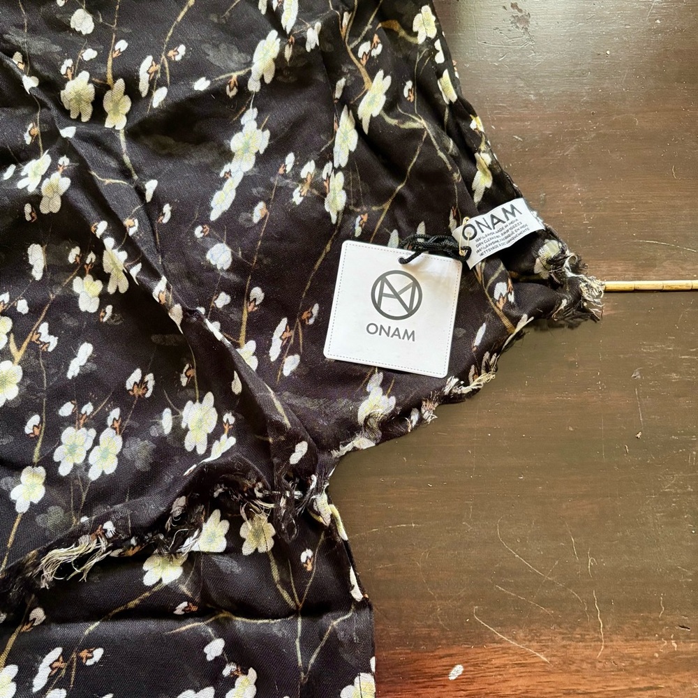 3 FOR $25: ONAM Black Floral Scarf